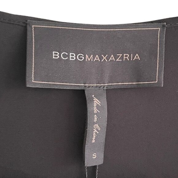 Bcbgmaxazria Wrap Robe Midi Dress Tie Waist Wide Sleeves Black S - Picture 6 of 6